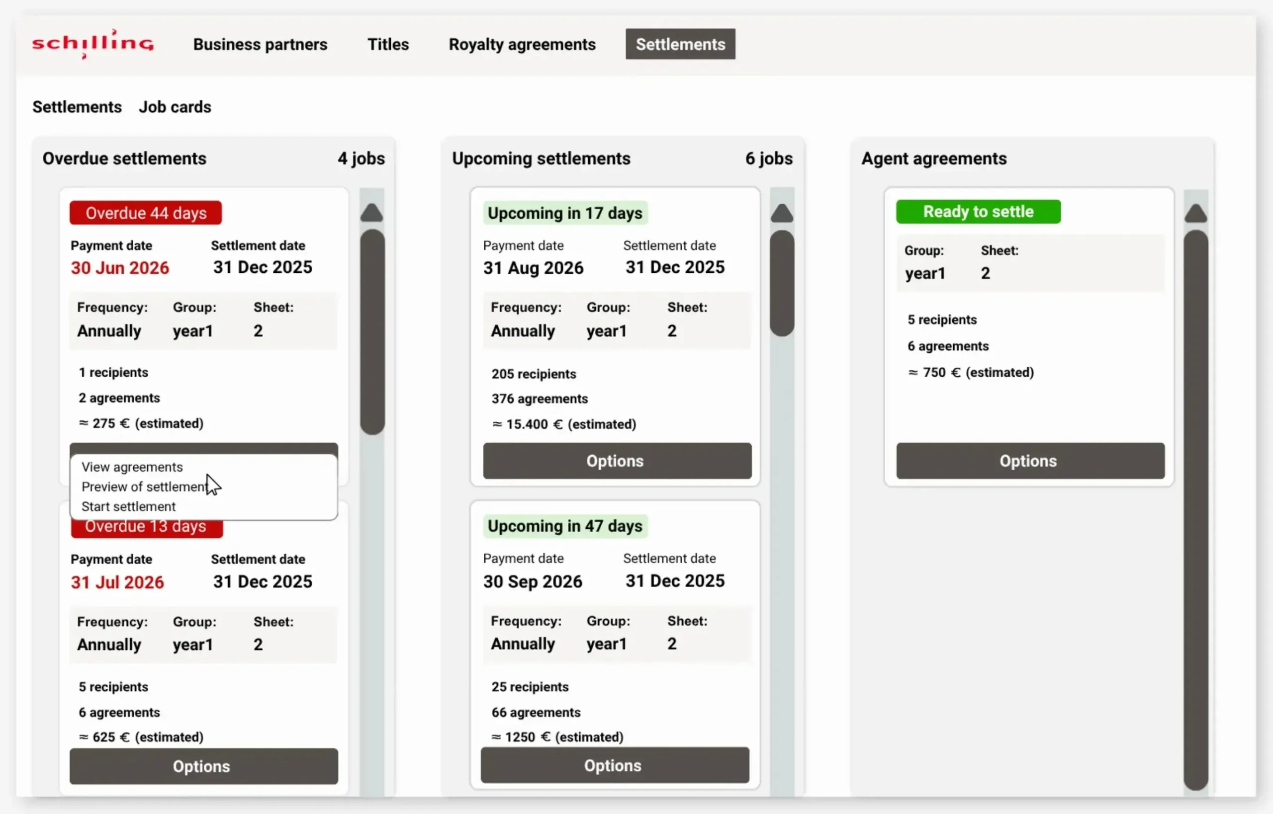 Imagine your next royalty settlement is already prepared before you even start planning. Intelligent Job cards automate the planning